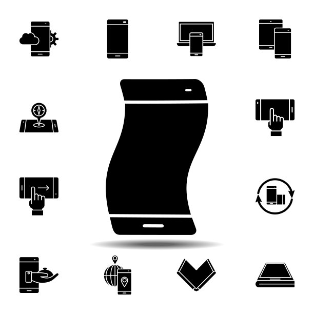 智能手机图标：适用于UI和UX的扁平矢量元素图片下载