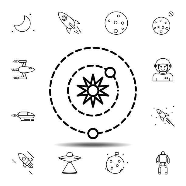 星球、星系、太空、轨道图标。用于UI和UX、网站或移动应用的太空图标集的简单细线条轮廓矢量元素图片下载