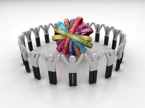 图形团队与重复丝带- 3D渲染图片下载