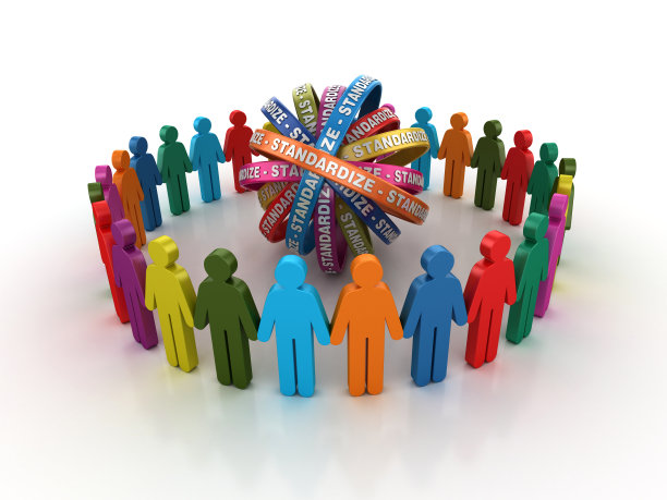 象形文字团队与标准化丝带- 3D渲染图片下载