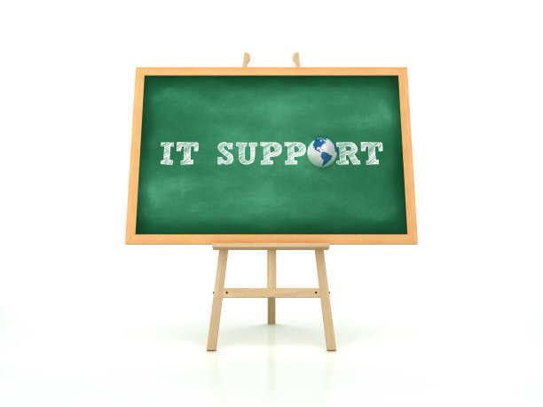 画架与Word IT支持和全球世界- 3D渲染图片下载