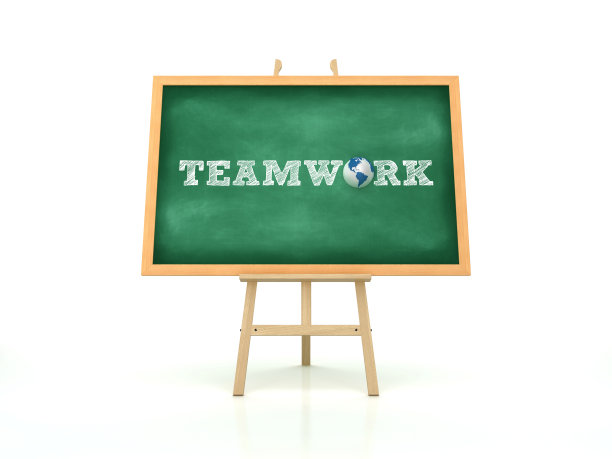 画架与Word团队和全球世界- 3D渲染图片下载