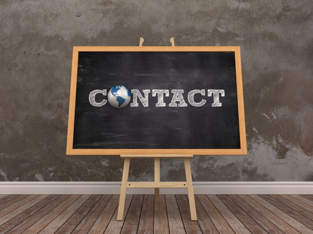 画架与文字接触和全球世界- 3D渲染图片下载