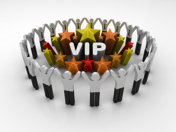 象形文字团队和彩色星星VIP字- 3D渲染图片下载