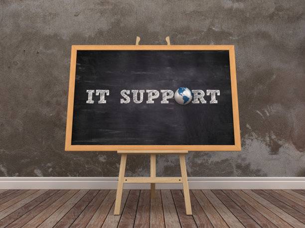 画架与Word IT支持和全球世界- 3D渲染图片下载