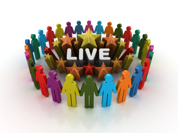 象形文字团队和彩色星星与LIVE Word - 3D渲染图片下载