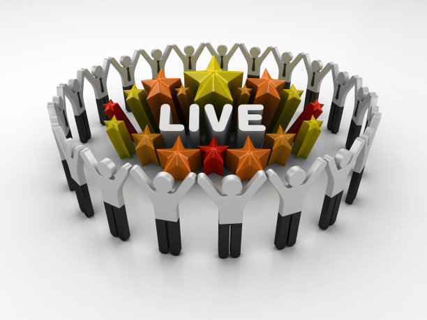 象形文字团队和彩色星星与LIVE Word - 3D渲染图片下载