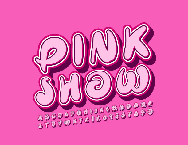 矢量粉色海报粉红秀。创意字母和数字图片下载