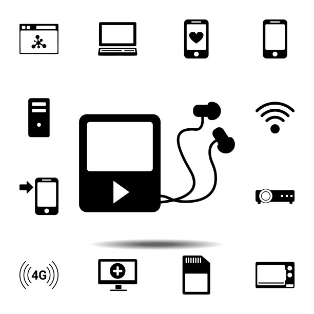 MP3播放器图标：技术图标集的矢量元素，用于UI和UX、网站或移动应用图片下载