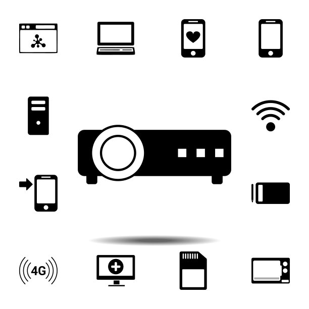 投影仪图标：科技图标集的矢量元素，用于UI、UX、网站或移动应用图片下载