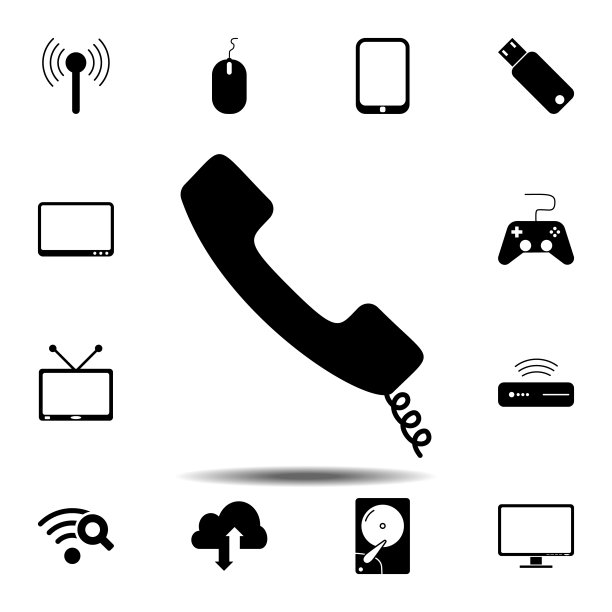 老式电话听筒图标。科技图标集中用于UI和UX、网站或移动应用程序的简单字形矢量元素图片下载