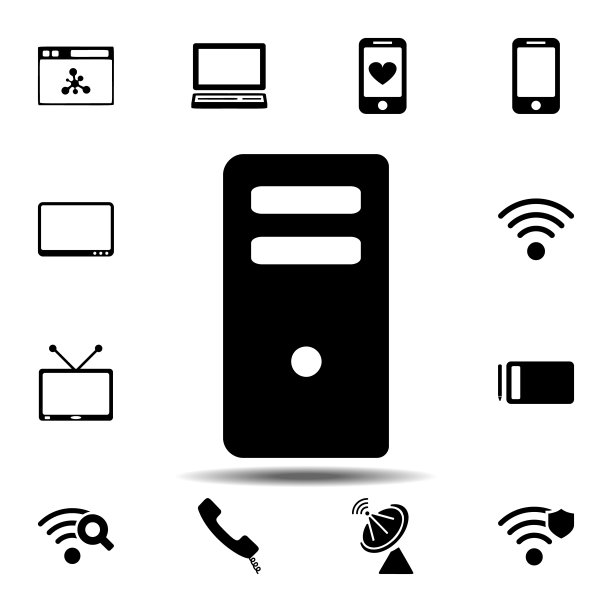 电脑机箱图标：用于UI和UX、网站或移动应用程序的技术图标集的简单字形矢量元素图片下载