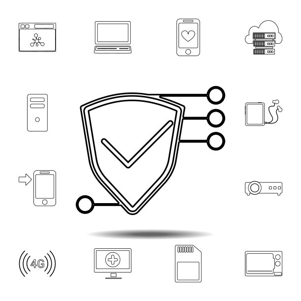 盾牌图标：用于UI和UX、网站或移动应用的科技图标集的简单细线条轮廓矢量元素图片下载