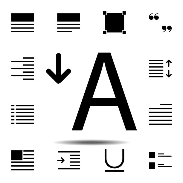 减少文本图标。用于UI和UX、网站或移动应用程序的简单字形、扁平矢量文本编辑器图片下载