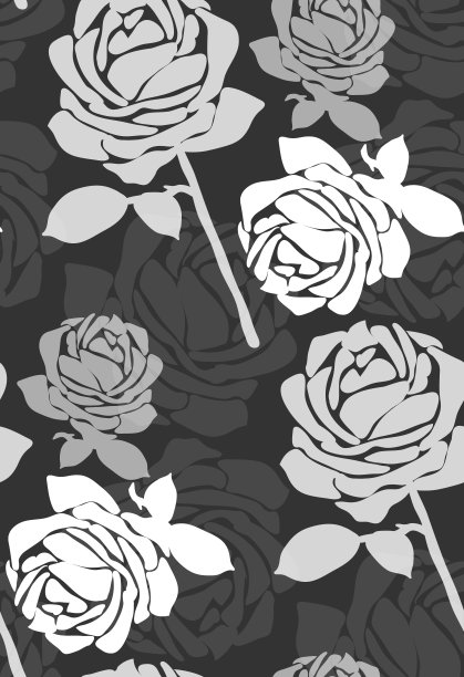 玫瑰剪影-无缝模式。图片下载
