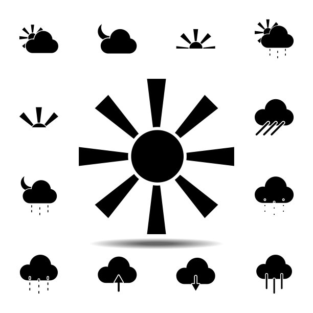 太阳图标：用于UI和UX的矢量天气符号，网站或移动应用图片下载