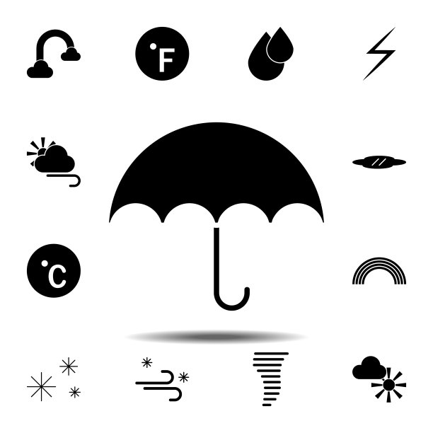 伞图标。简单的符号向量的天气设置的用户界面和用户体验，网站或移动应用程序图片下载