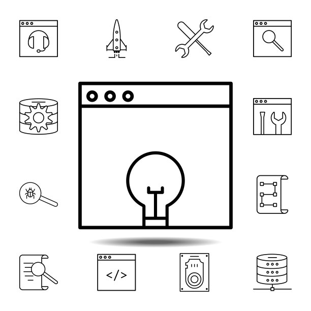 灯泡创意图标：用于UI和UX的Web设计开发细线轮廓矢量元素图片下载