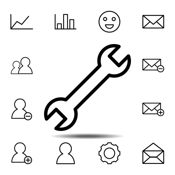 扳手图标。用于UI和UX、网站或移动应用程序的简约网络图标集的简单细线轮廓矢量元素图片下载