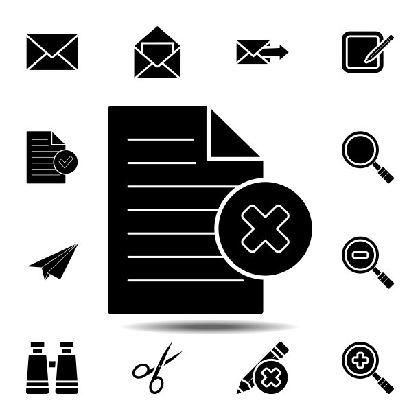 删除带叉号的文件图标：简约的UI/UX网站或移动应用矢量元素图片下载