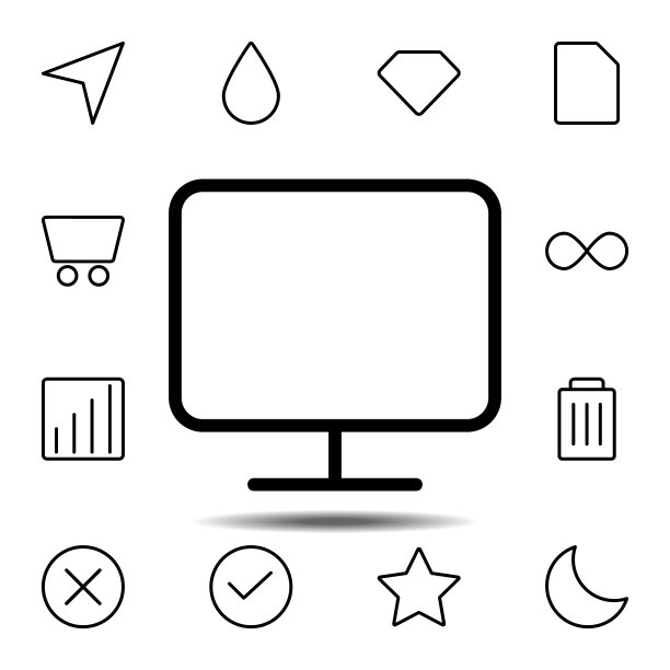 显示器图标：用于UI和UX、网站或移动应用的简约Web图标集的简单细线条轮廓矢量元素图片下载