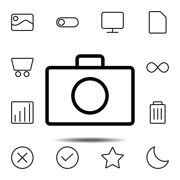 相机图标。用于UI和UX、网站或移动应用程序的简约网络图标集中的简单细线、轮廓矢量元素图片下载