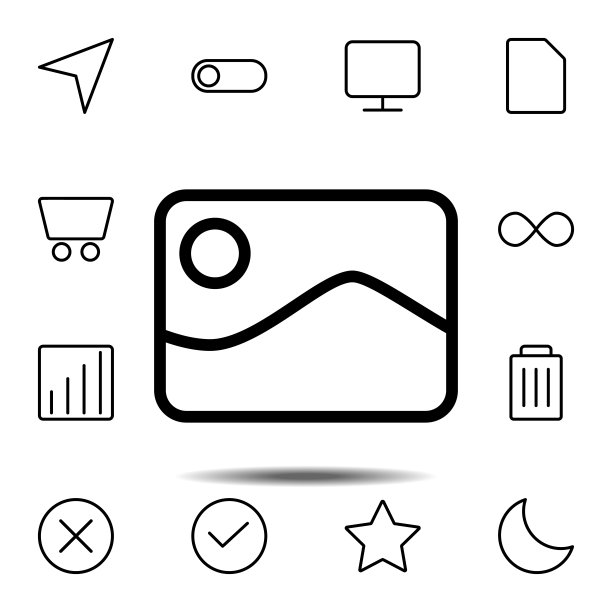 图片图标：用于UI和UX、网站或移动应用程序的简约网页图标集的简单细线轮廓矢量元素图片下载