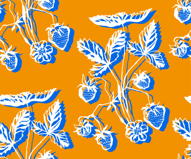 无缝花卉图案与野生草莓观赏装饰背景。矢量模式。印刷纺织品，布料，墙纸，剪贴簿图片下载