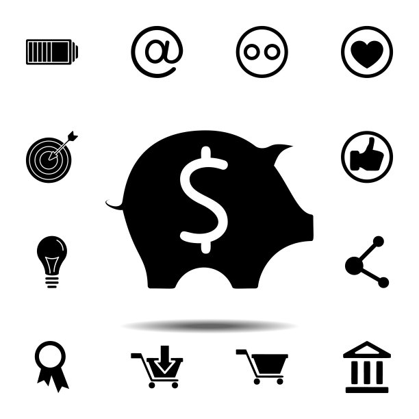 储蓄罐图标。Web的简单字形矢量元素，用于UI和UX的简约图标集，网站或移动应用程序图片下载