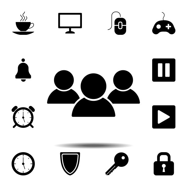 社交网络用户图标：Web的简单字形矢量元素，用于UI和UX的简约图标集图片下载
