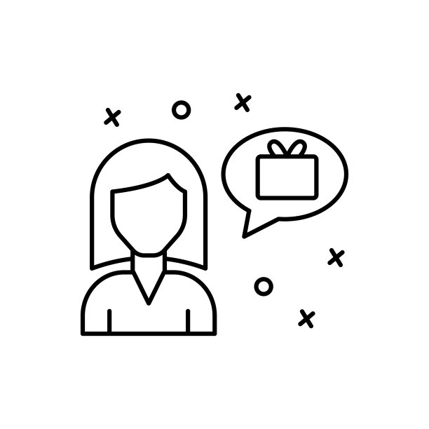 女孩，礼物，偶像。简单的线条，轮廓矢量元素的妇女节图标用户界面和用户体验，网站或手机应用图片下载