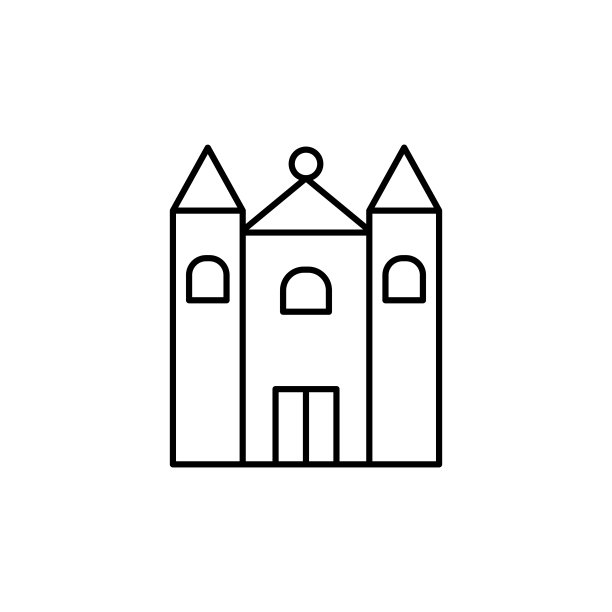 教堂,建筑图标。简单的线条，轮廓矢量元素的帕特里克日图标用户界面和用户体验，网站或移动应用程序图片下载