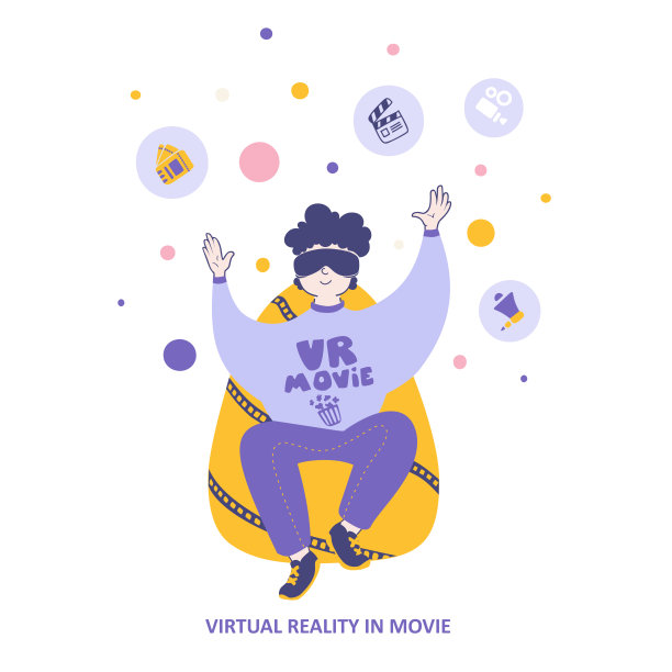 VR电影：一名男子戴着3D眼镜看电影图片下载