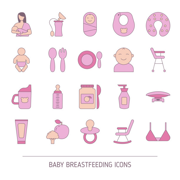 一套婴儿护理图标图片下载