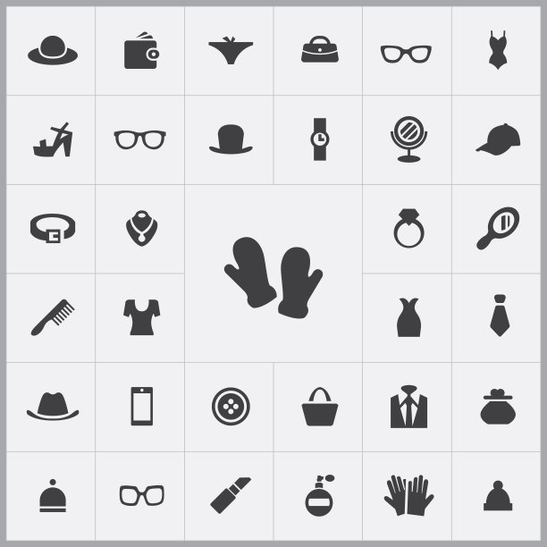 手套图标。配件图标通用套装图片下载