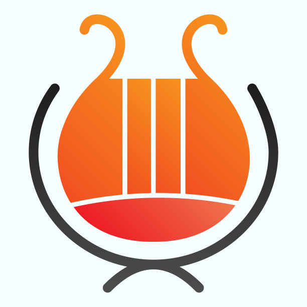 希腊竖琴的扁平图标。古代里拉仪器矢量插图孤立在白色。乐器渐变风格设计，为网页和应用设计。Eps 10。图片下载