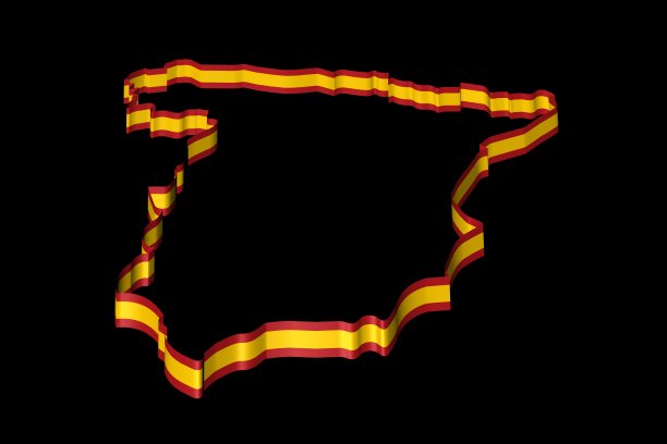 西班牙丝带的3D插图，代表西班牙地图图片下载