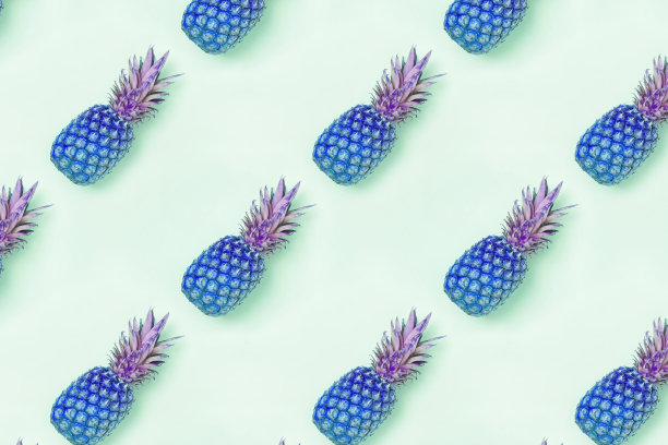 蓝色菠萝的食物图案。图片下载
