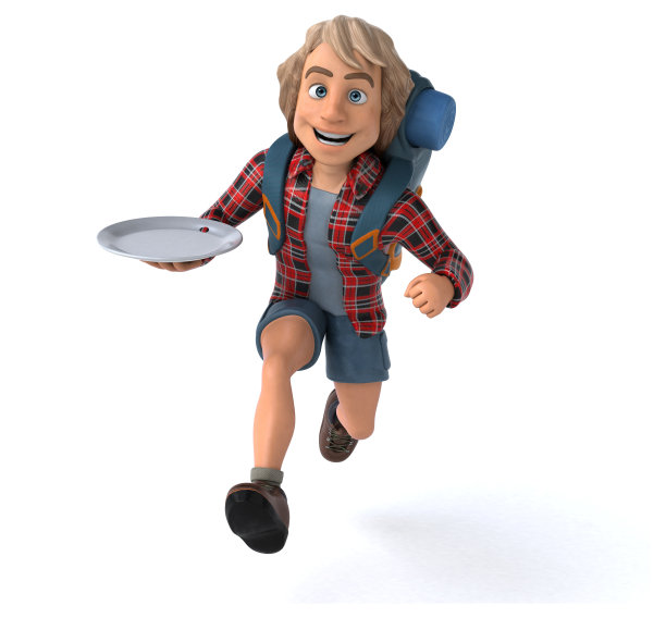 有趣的背包客卡通人物图片下载