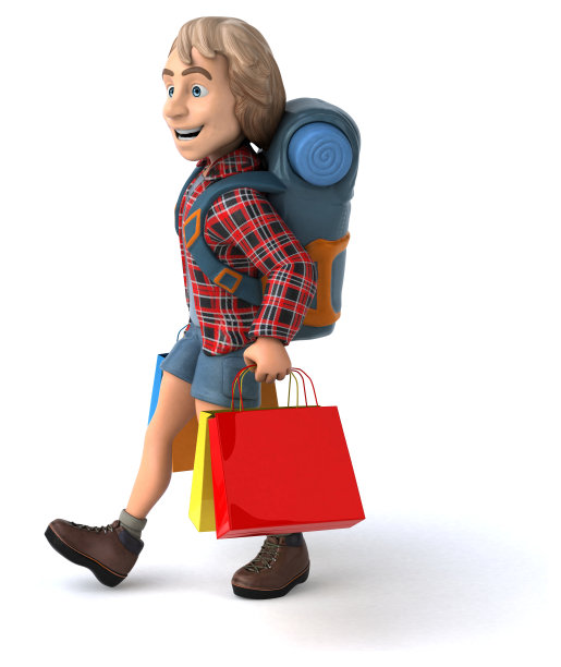 男人独自旅行背包客- 3D插图图片下载