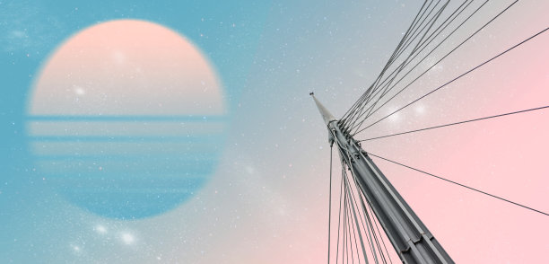 美丽抽象的超现实景观拼贴概念，当代色彩和情绪的社会背景。图片下载