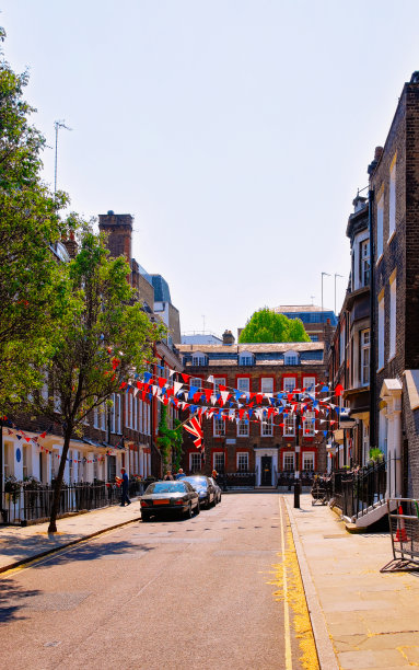 伦敦市旗街反射图片下载