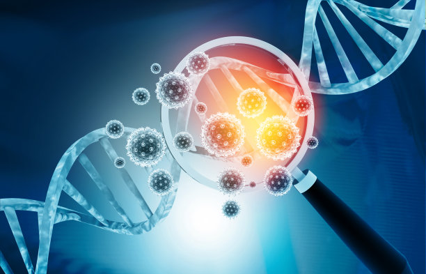 DNA和病毒细胞用放大镜图片下载