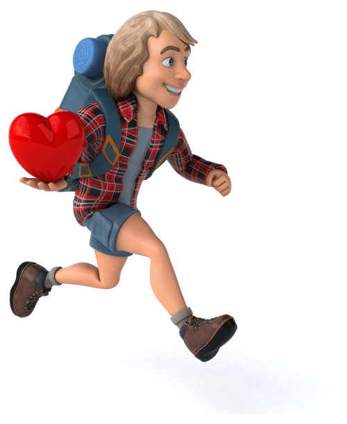 有趣的背包客卡通人物图片下载