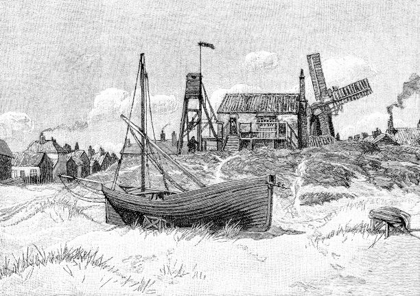 《英语画报》1886年的船和风车建筑图片下载