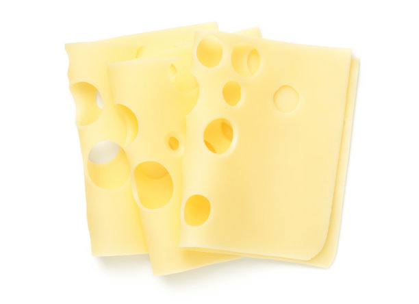 Emmentaler奶酪切片孤立在白色背景图片下载