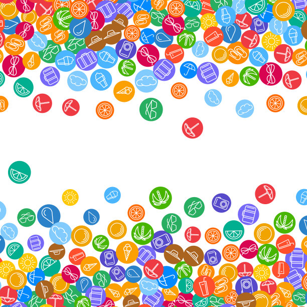 假期背景与分散的夏季图标图片下载