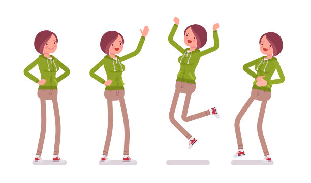 年轻女子穿着连帽衫，情绪积极图片下载