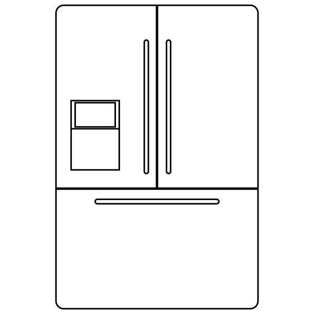 黑白冰箱平面矢量图标厨房电器图片下载