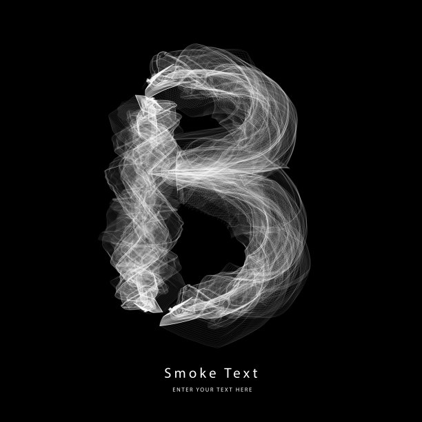 抽象烟熏大写字母字母文本艺术烟熏笔刷效果。图片下载